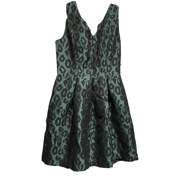 Emerald green black leopard a line cocktail event semi formal dress 2p loft nwt - Picture 5 of 9